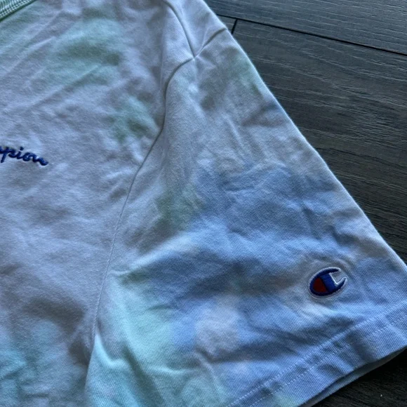 Champion Men's Short Sleeve Tie-Dye Tee - Blue and Green - Picture 4 of 6